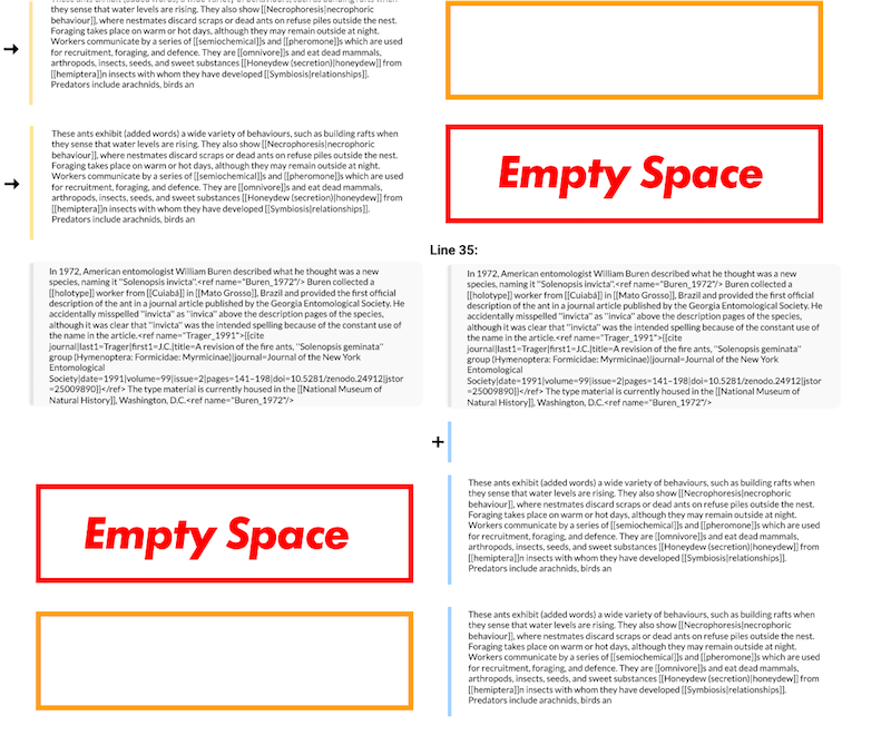 illustration of empty spaces in diff view